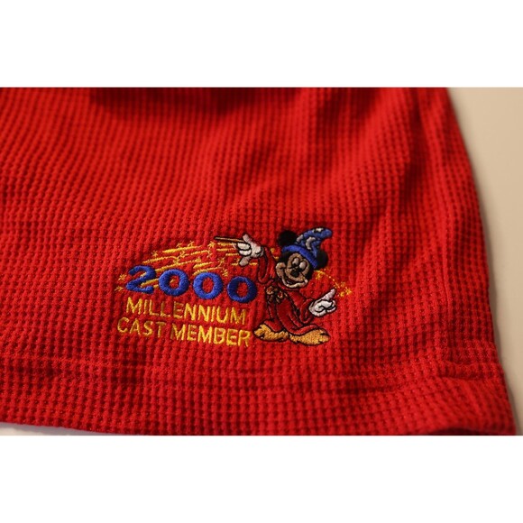 Vintage Disney Y2K Millennium Cast Member Red Thermal 2 Piece Pajama Set XXL - Picture 7 of 16